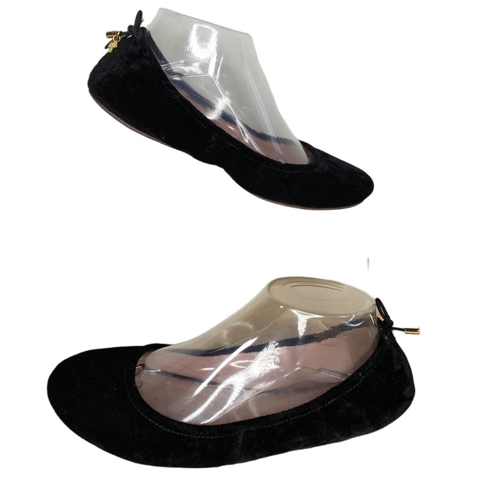 Kate Spade Size 9 Globe Ballet Flats Black Crushed Velvet Foldable